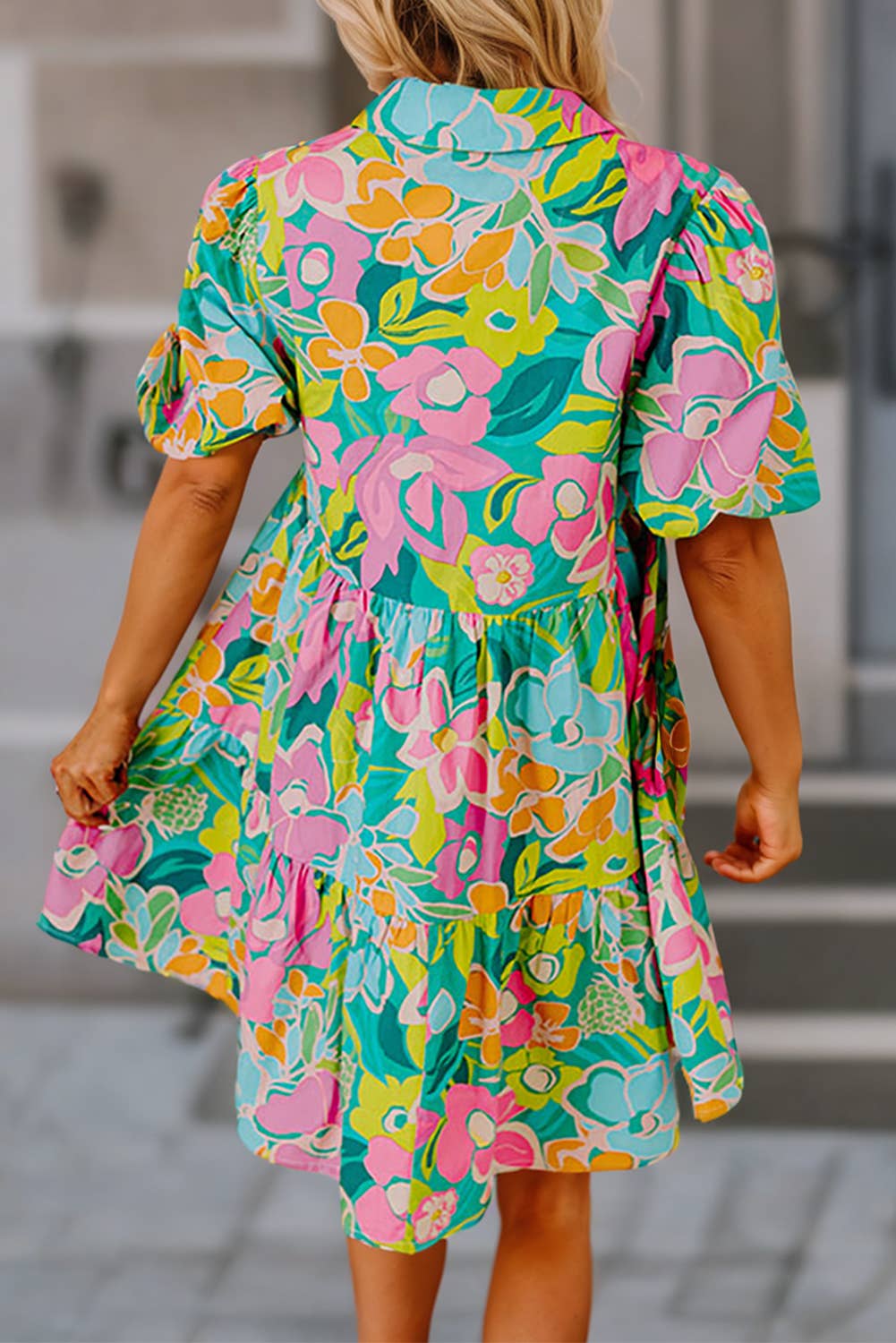 Women Floral Print Collared Loose Babydoll Mini Dress | S-XL: Missy /