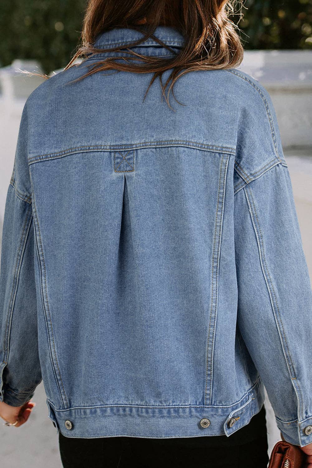 Lakely Oversized Denim Jacket | S-2XL: Blue Stripe