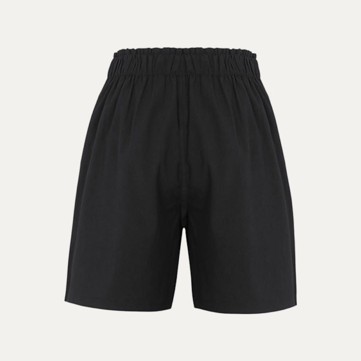 Relaxed Black High-Waisted Side Pockets Mini Shorts: Black