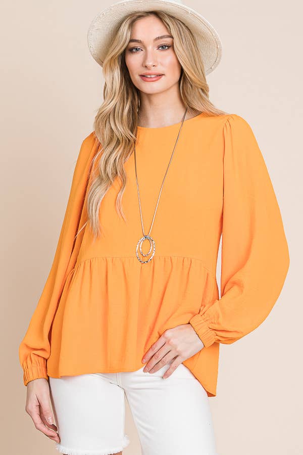 RUFFLED HEM BLOUSE / MO9620: BLACK