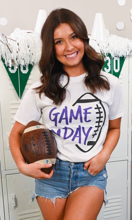 Custom School Colors Football Game Day Graphic T-Shirt: