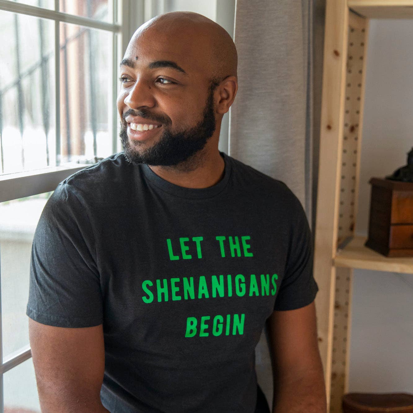 Let The Shenanigans Begin Men's Tshirt: Heather Black