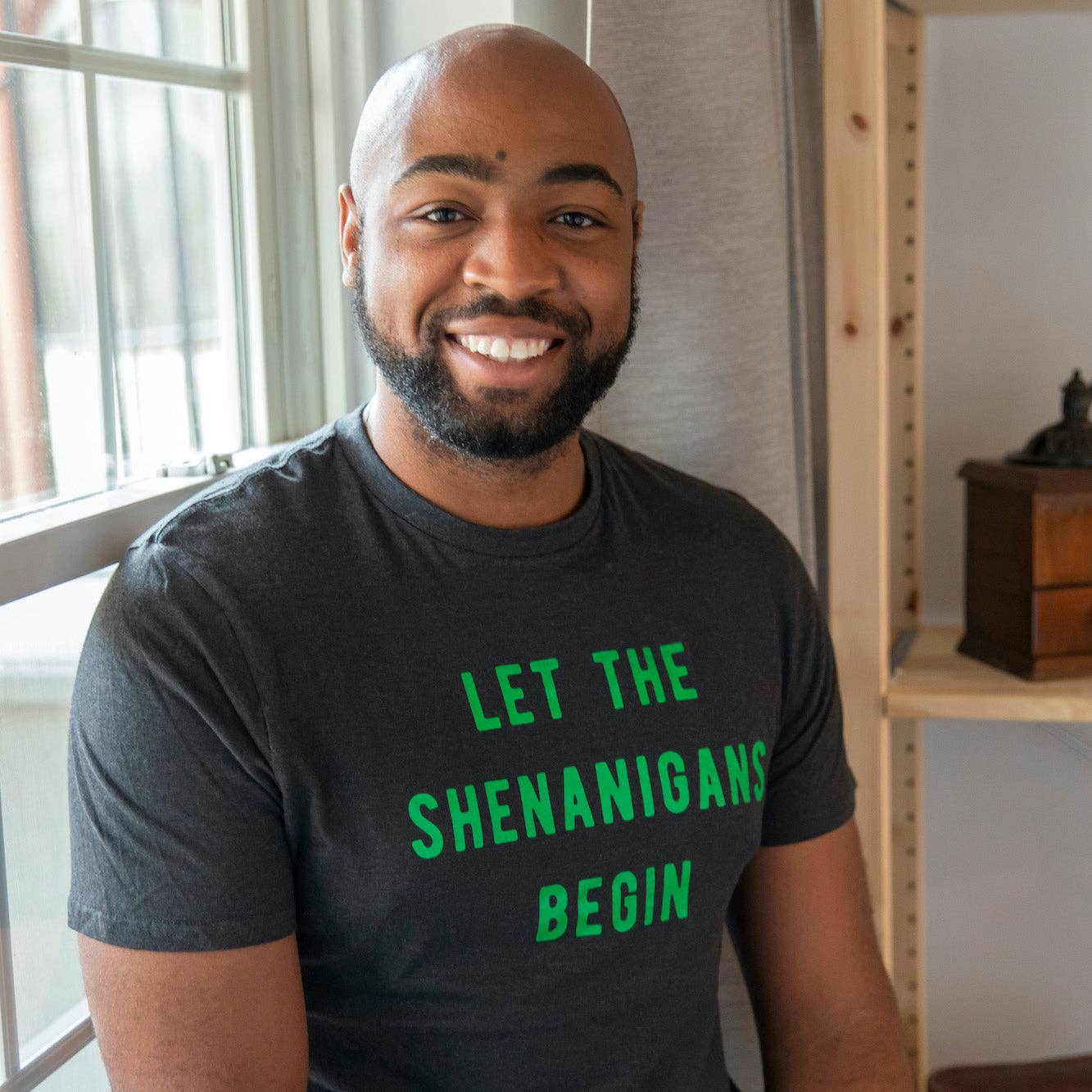 Let The Shenanigans Begin Men's Tshirt: Heather Black
