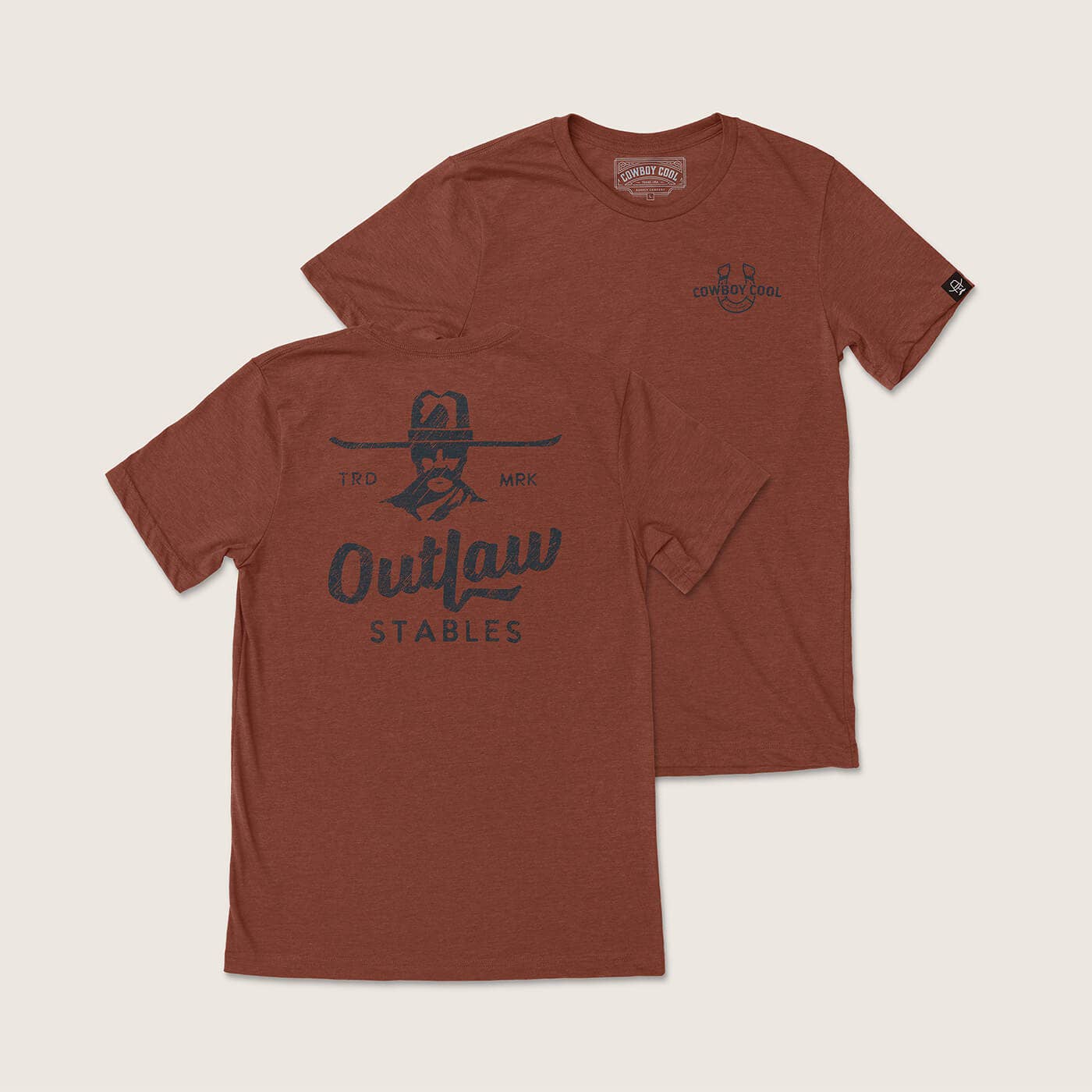 Outlaw Stables Western Graphic Tee: Heather Clay
