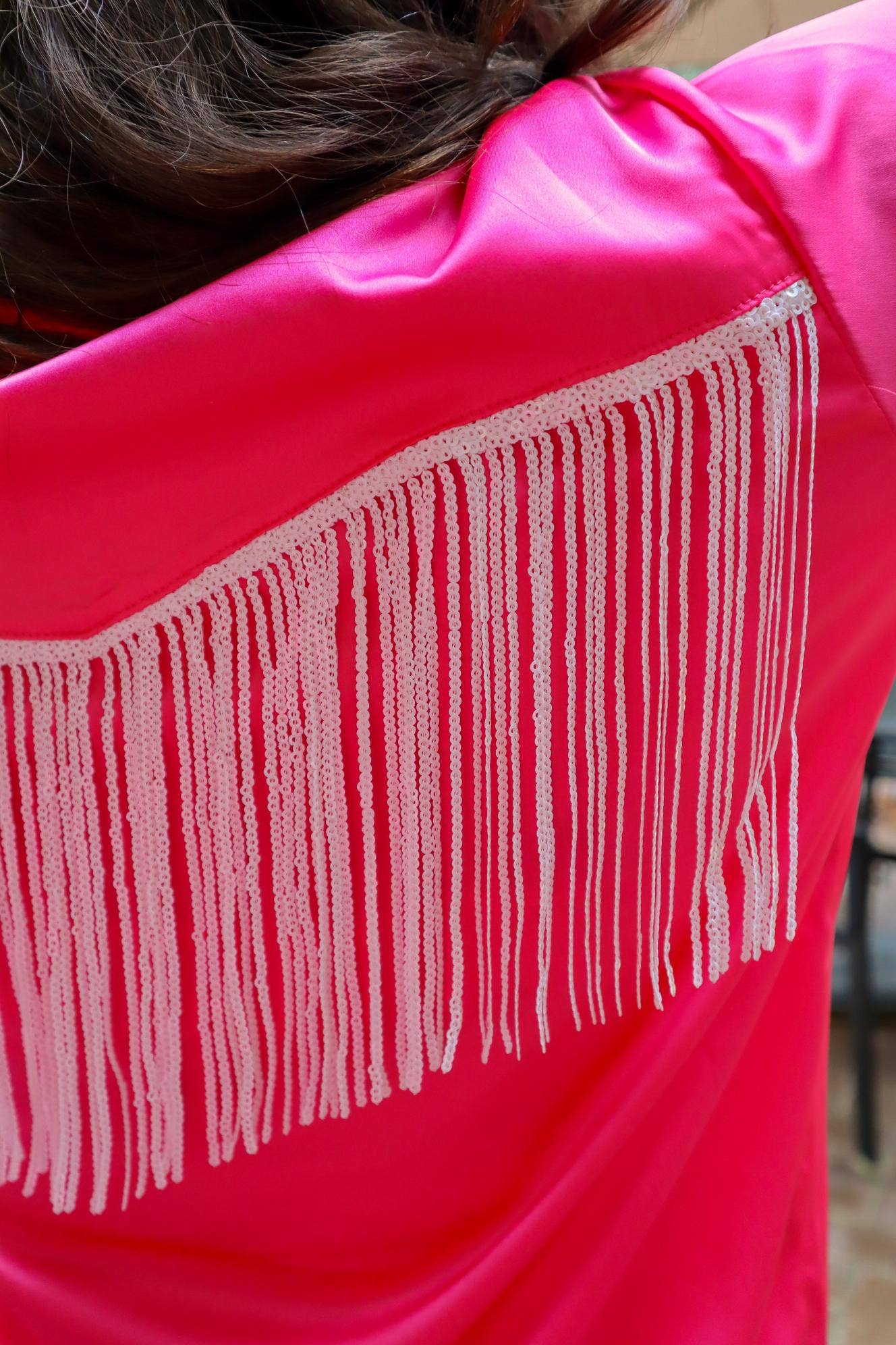 MK376 Fringe Western Shirt: Hot Pink