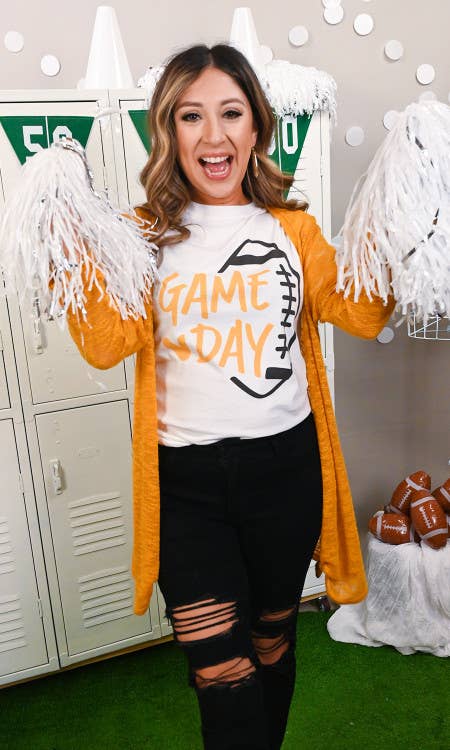 Custom School Colors Football Game Day Graphic T-Shirt: