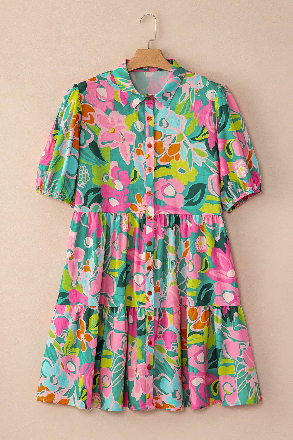 Women Floral Print Collared Loose Babydoll Mini Dress | S-XL: Missy /