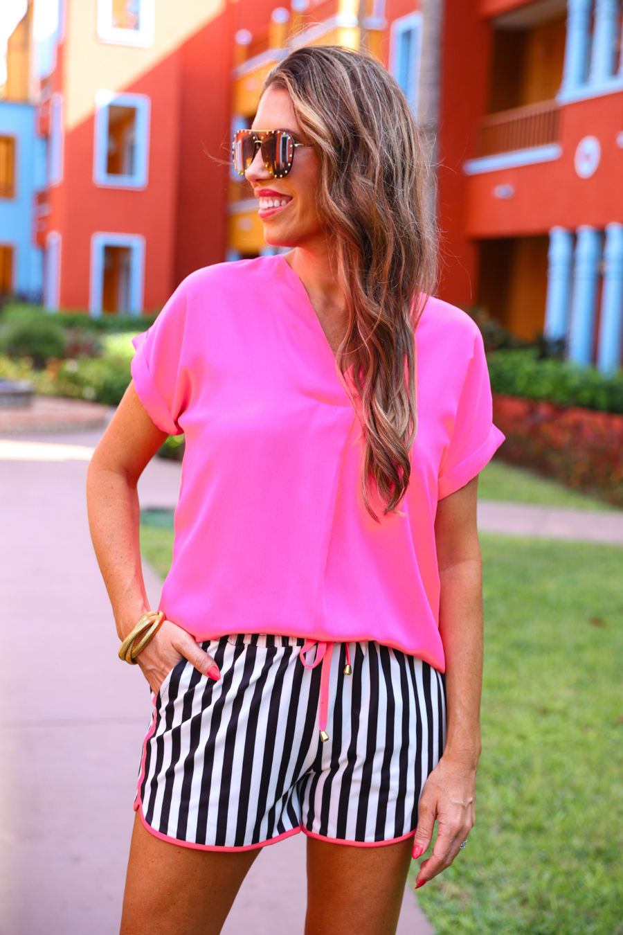 Rosemary Stripes Everyday Shorts: Black