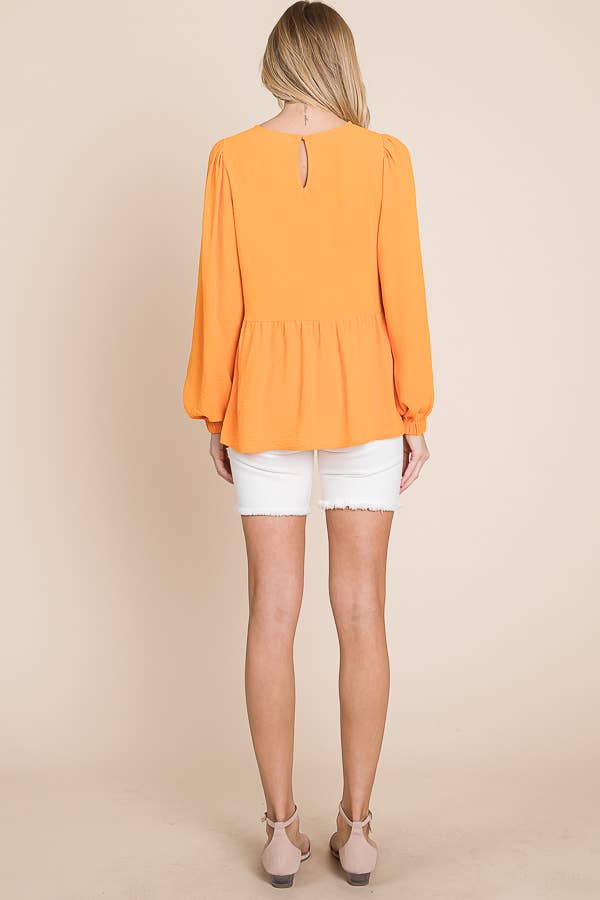 RUFFLED HEM BLOUSE / MO9620: BLACK