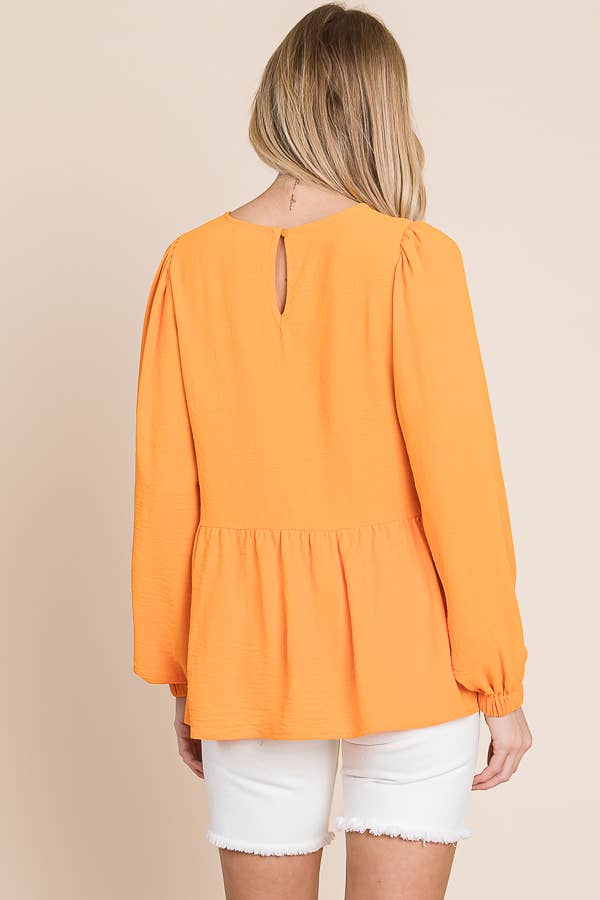 RUFFLED HEM BLOUSE / MO9620: BLACK