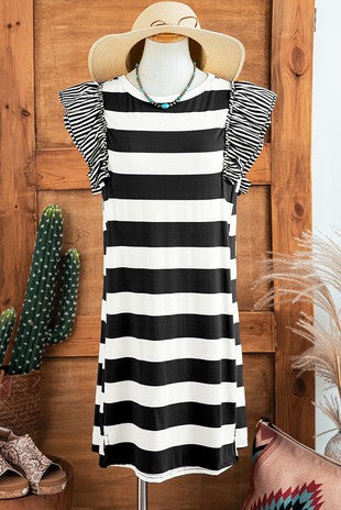 black and white stripe dress