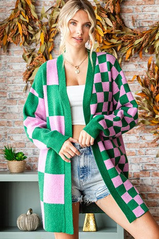 First Love - Blk and white check sweater