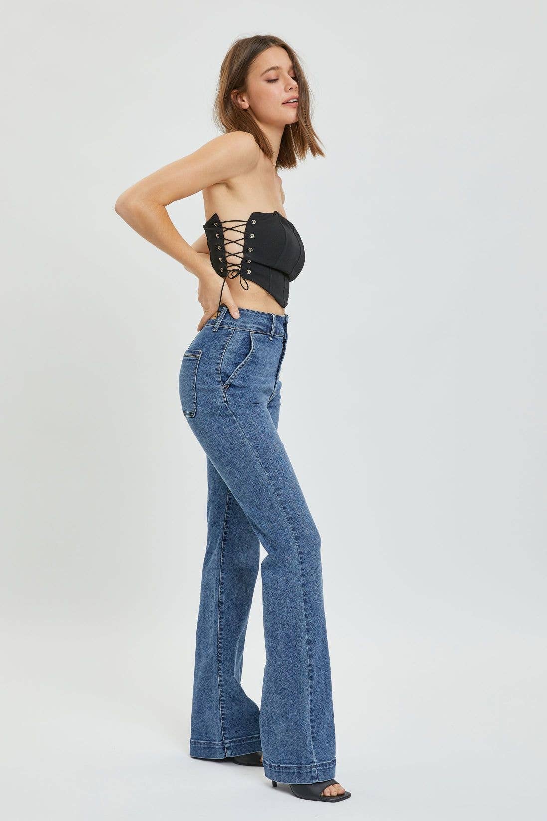 High Rise Denim 2 Button Trouser WV38976M : 1