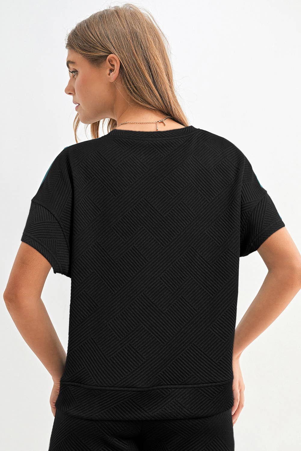 Women Multi-colored Textured T Shirt and Pants Set | S-2XL