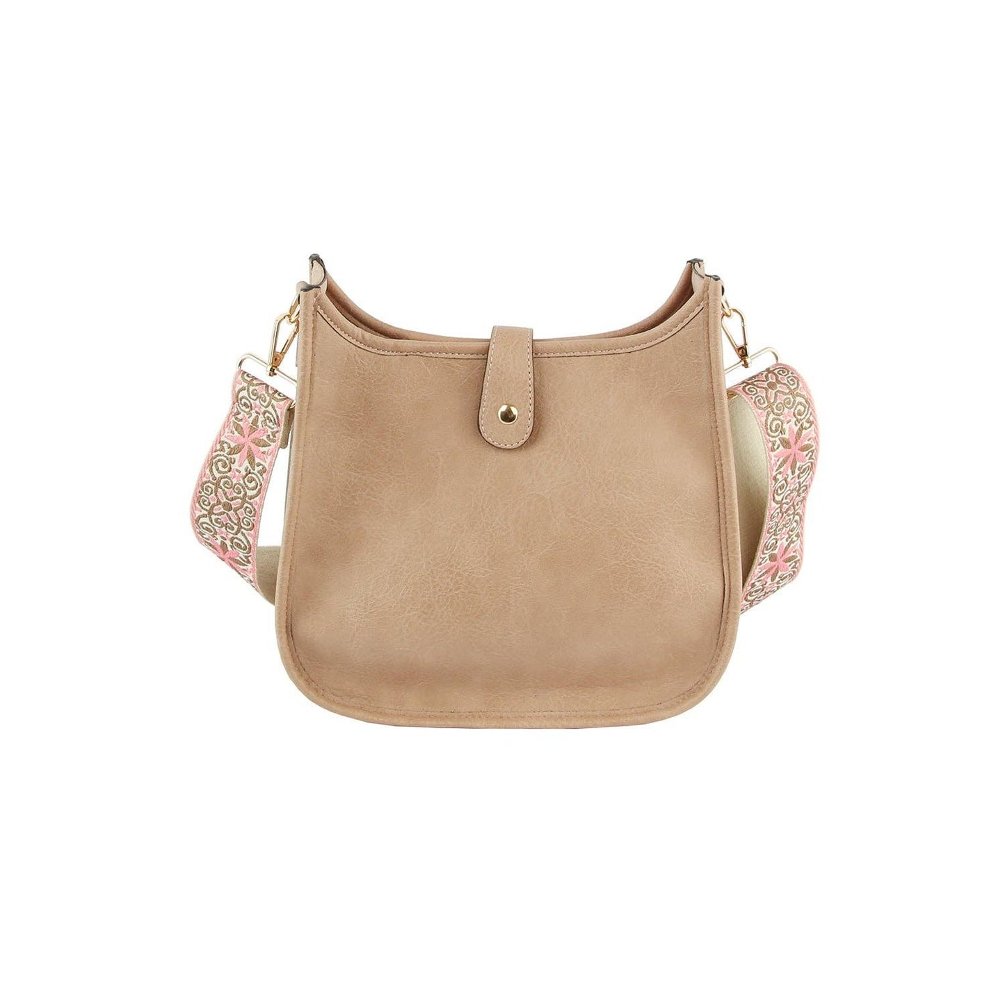 Casual leather crossbody bag with guitar strap: Mocha