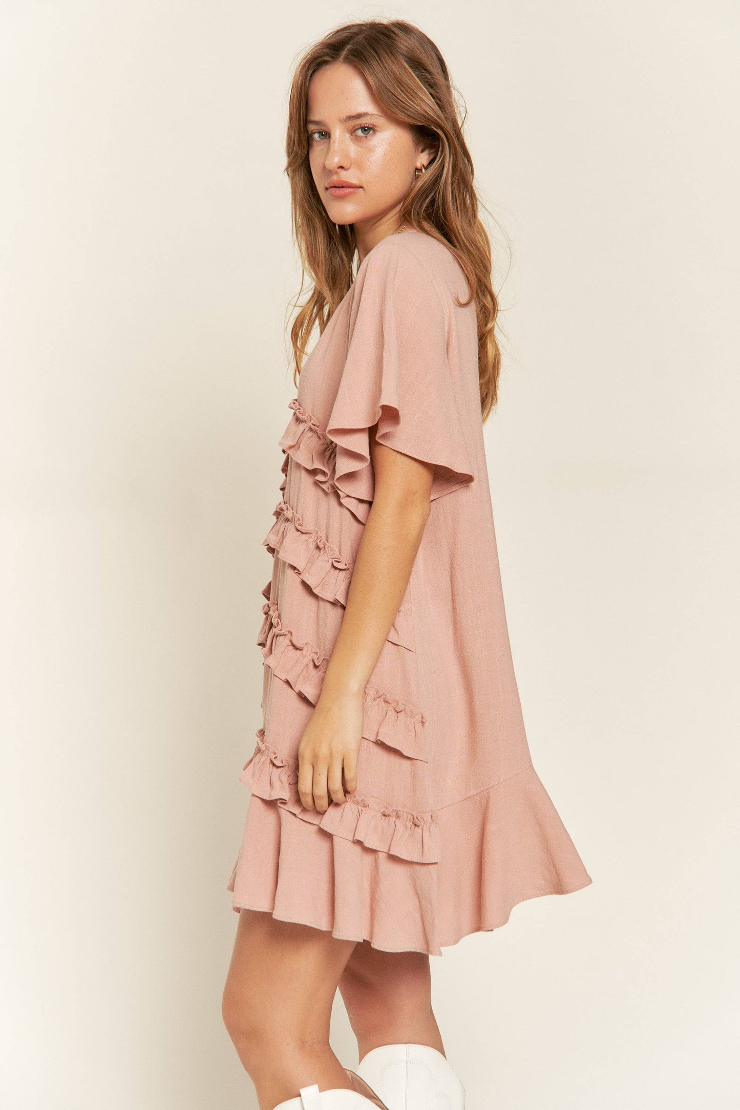 Short Sleeve Midi Dress - JBJ1038 (Plus size available): CEMENT