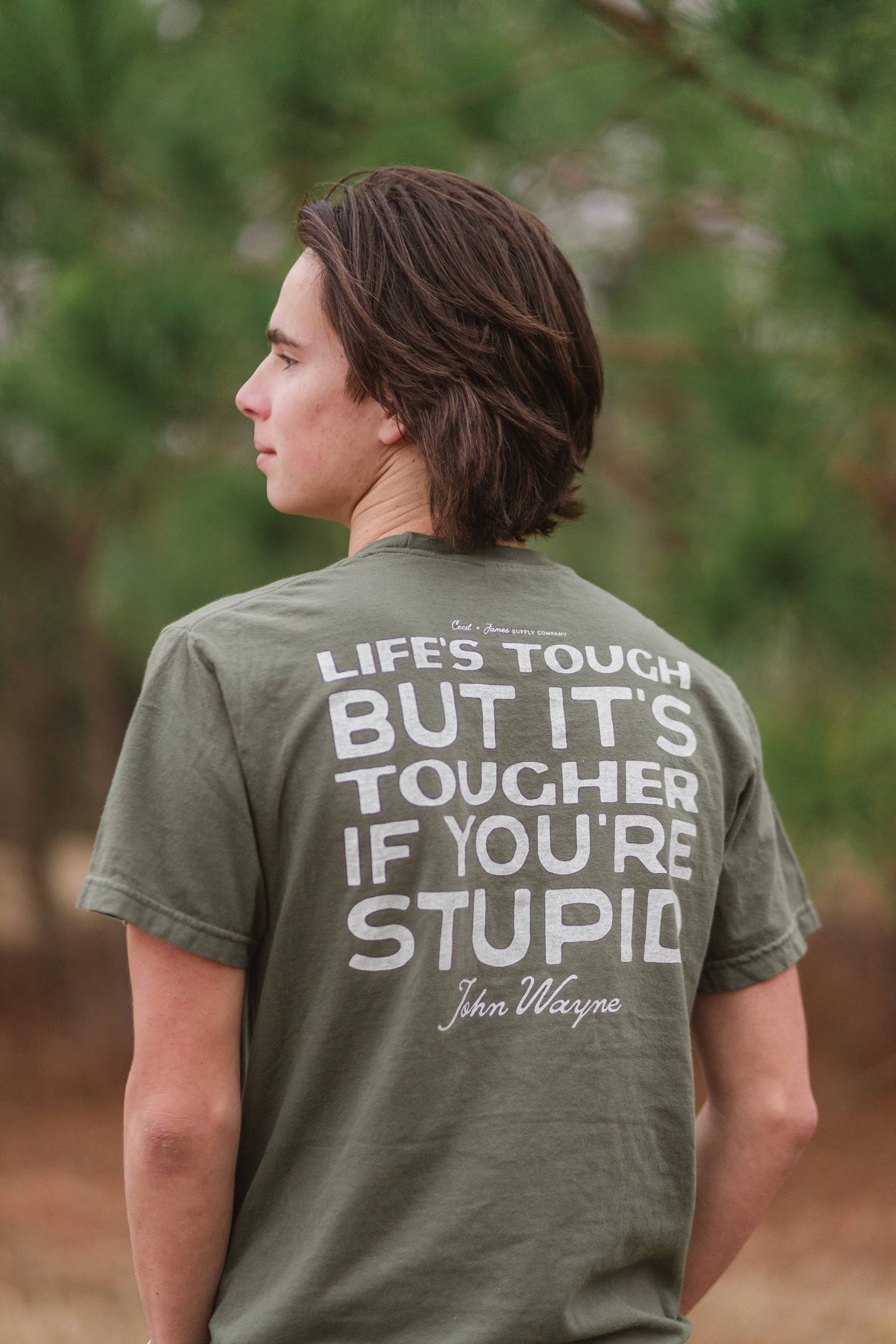 Tougher If You're Stupid Men's T-shirt: Ice Blue + White / Full Front