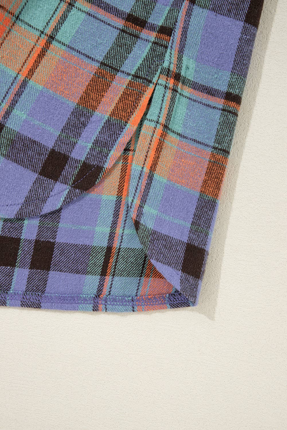 Women's Plaid Print Loose Vintage Shirt: Orange / 100%Cotton