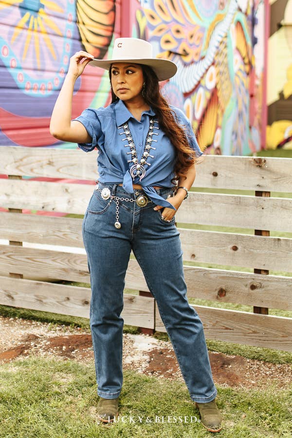 Dark Wash Tapered 90's Vintage Tummy Control Jeans: 4
