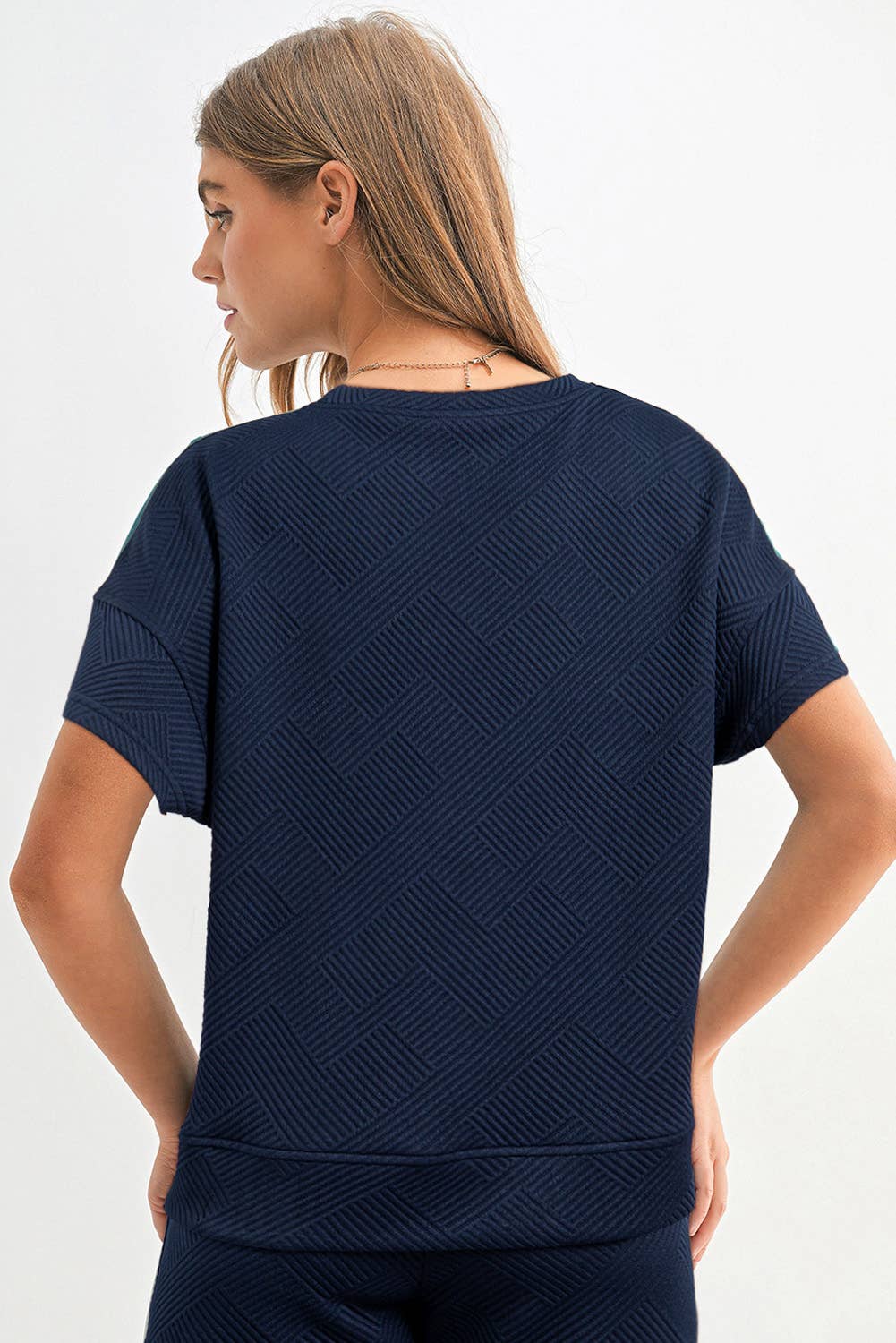 Women Multi-colored Textured T Shirt and Pants Set | S-2XL