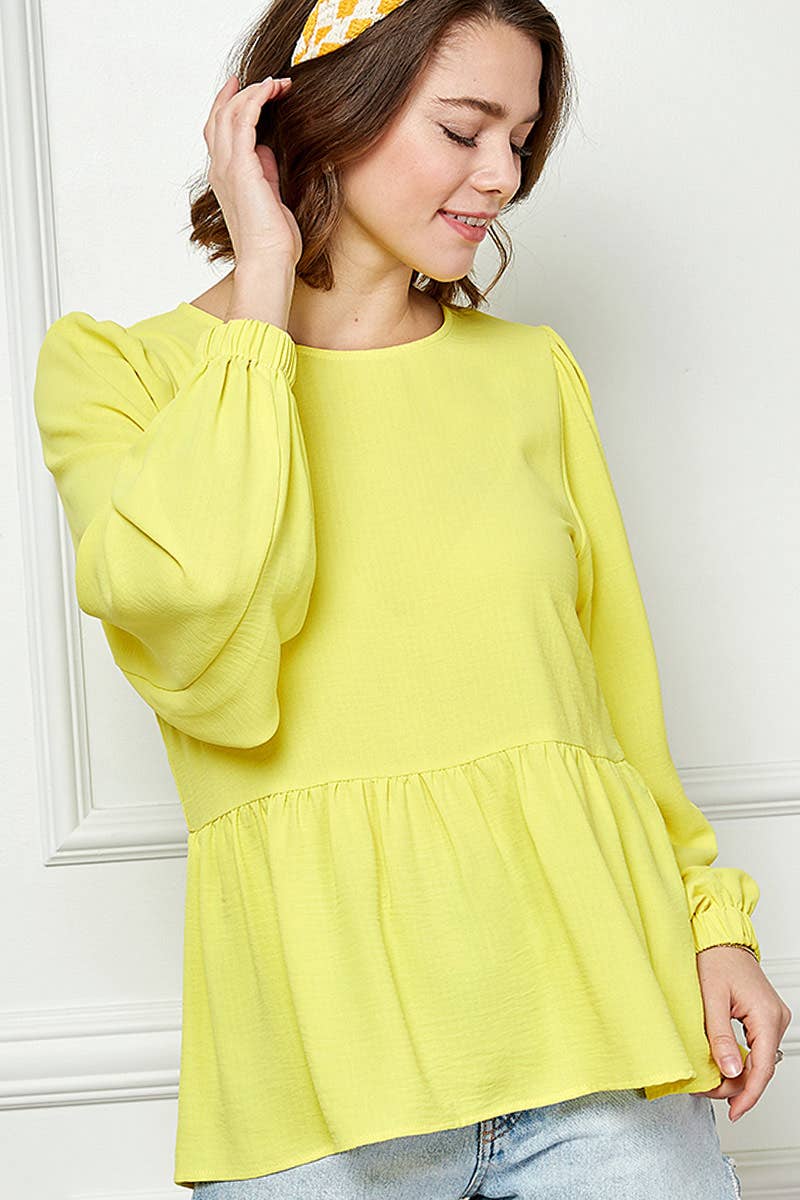 RUFFLED HEM BLOUSE / MO9620: BLACK