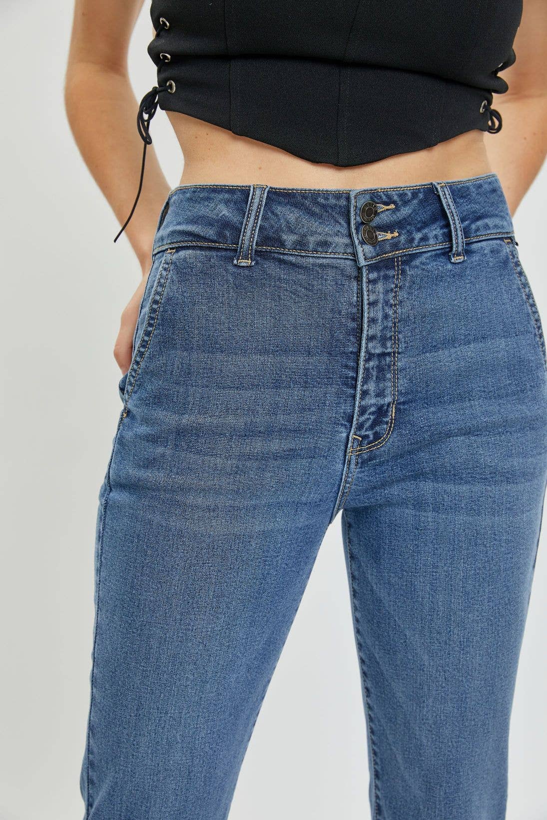 High Rise Denim 2 Button Trouser WV38976M : 1