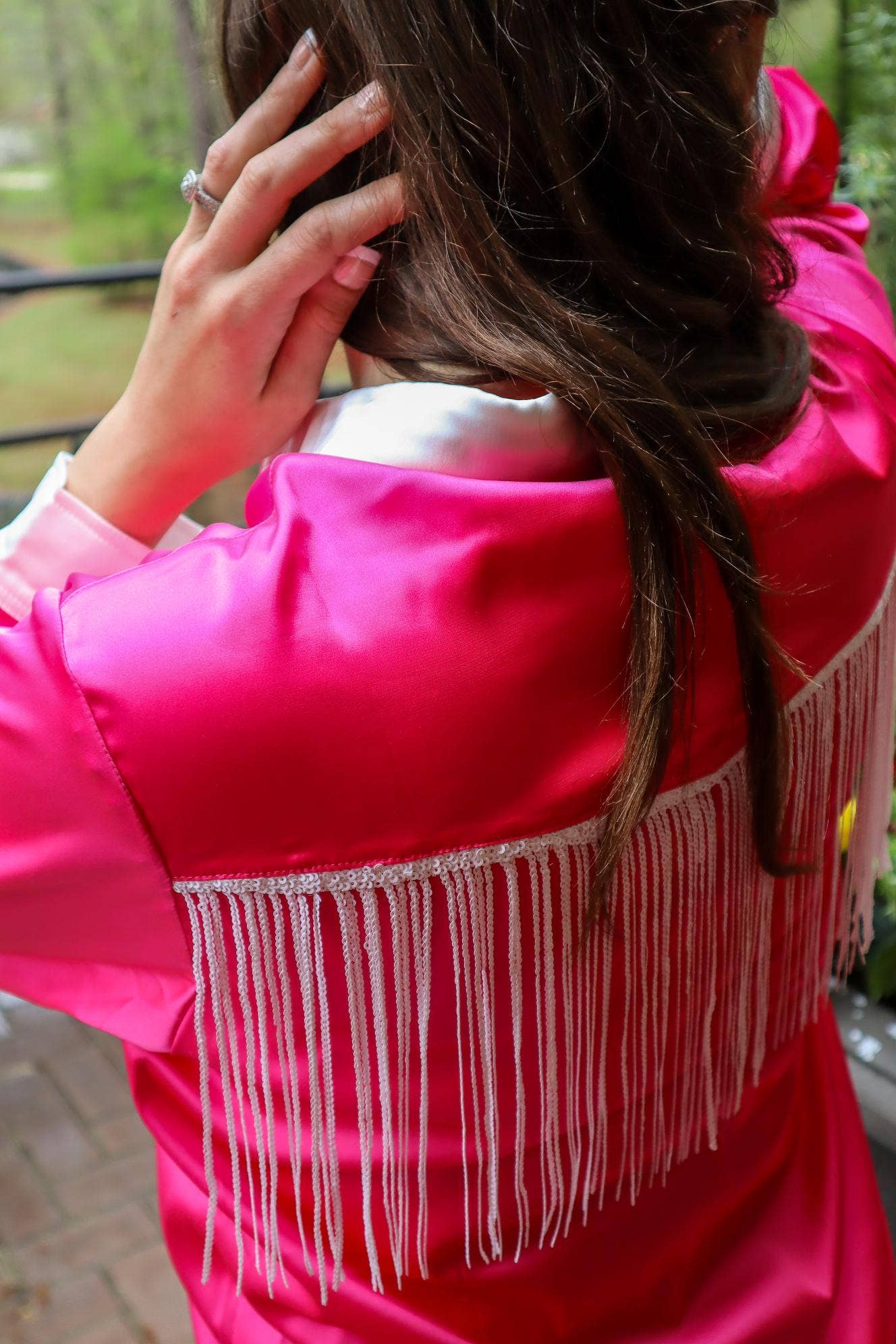MK376 Fringe Western Shirt: Hot Pink
