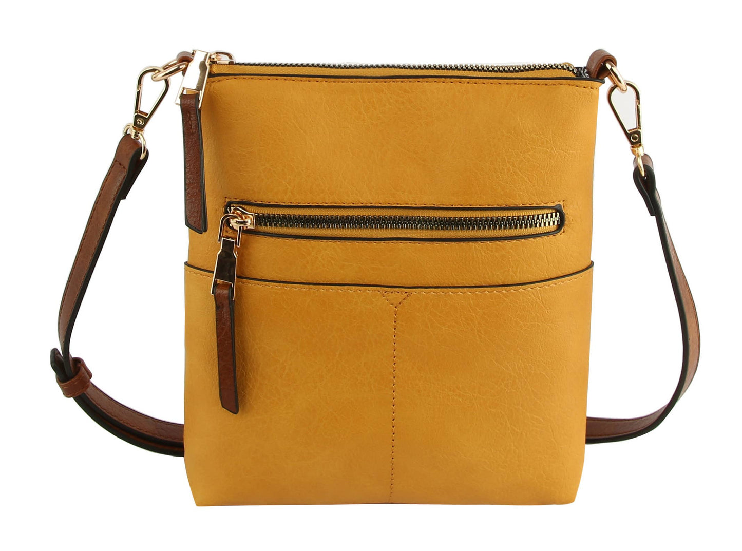Classic Front Pocket Crossbody Sling: MUSTARD