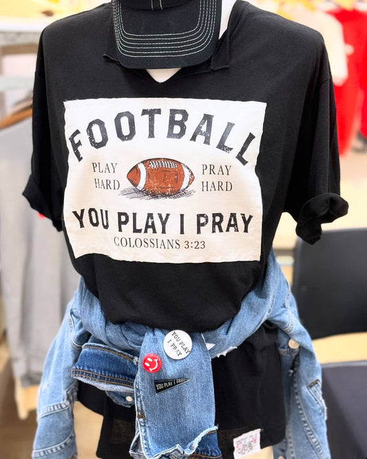 Football Patch V-Neck | Gameday |  Graphic Tee: Red