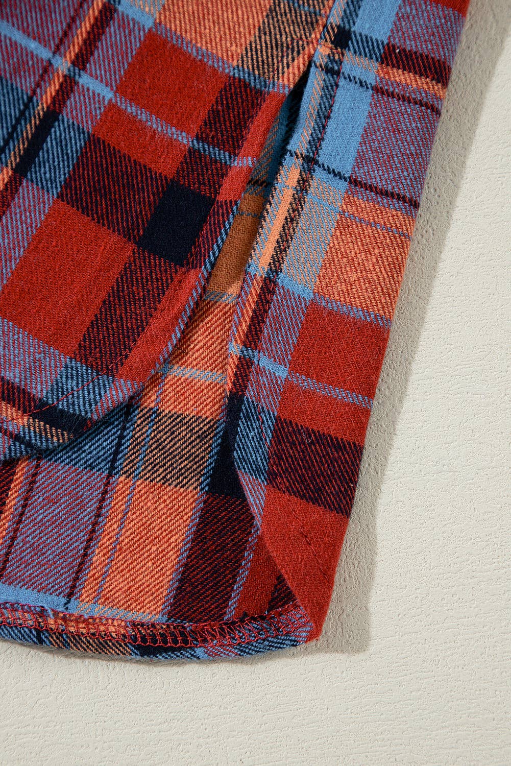 Women's Plaid Print Loose Vintage Shirt: Orange / 100%Cotton