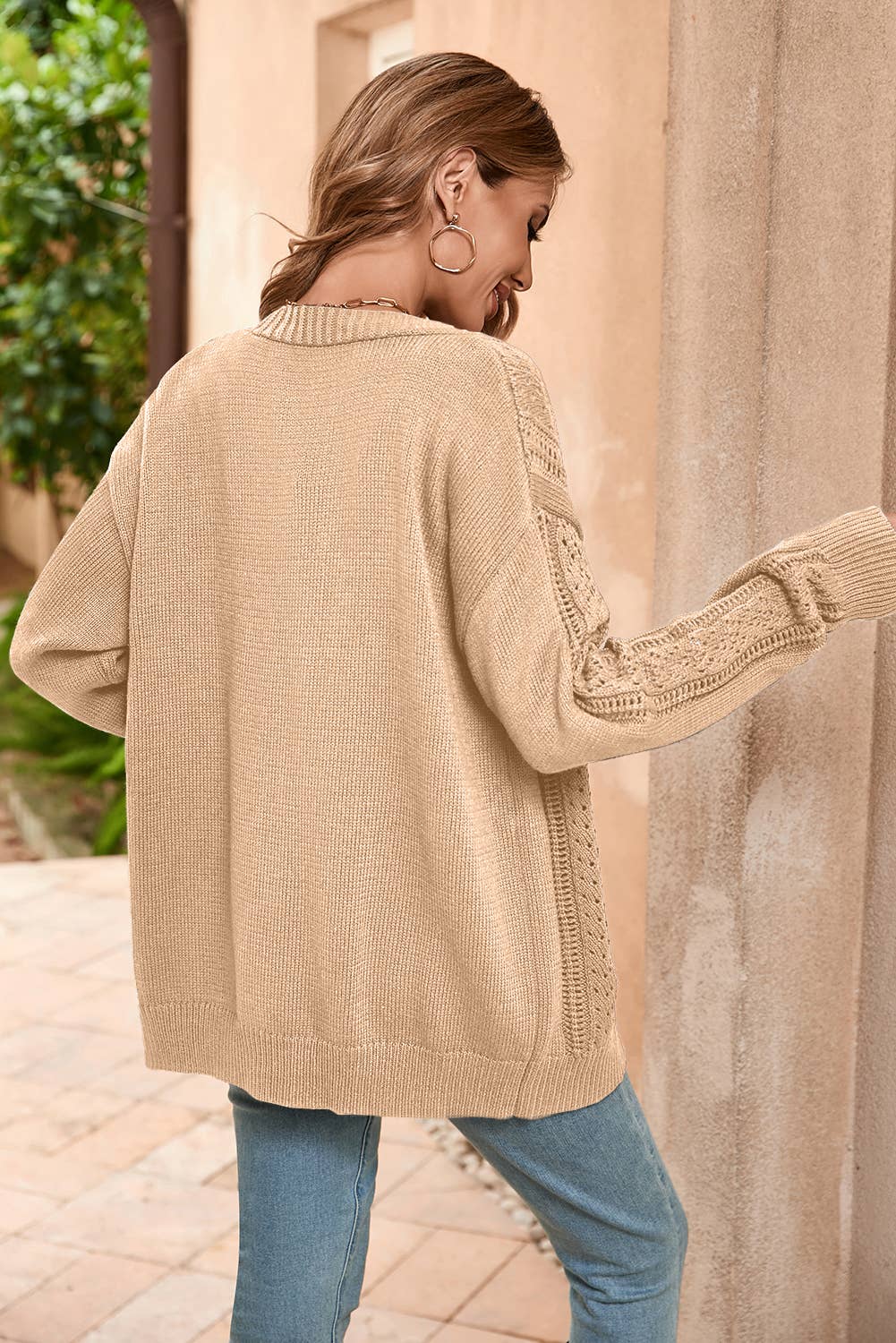 LDC Fall Clothing Open Knit Drop Shoulder Cardigan: Canton