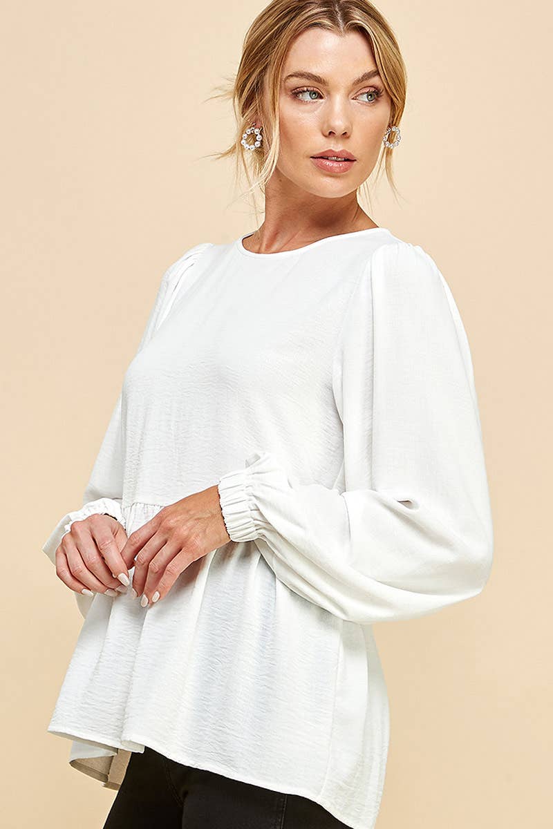 RUFFLED HEM BLOUSE / MO9620: BLACK