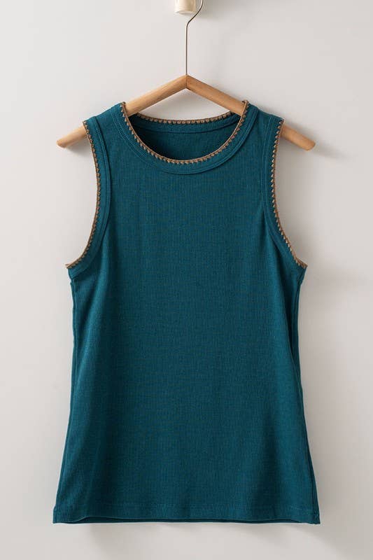 Structure Knit Casual Tank Top: Brown / S-2/M-2/L-2