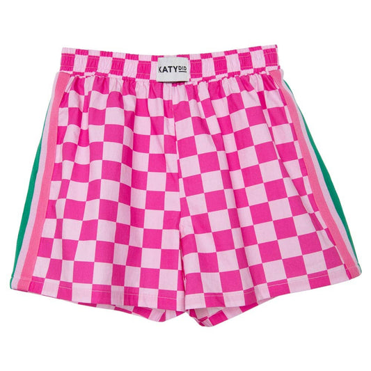 Hot Pink Checkered Boxer Shorts Women: Multicolored Checker / XL