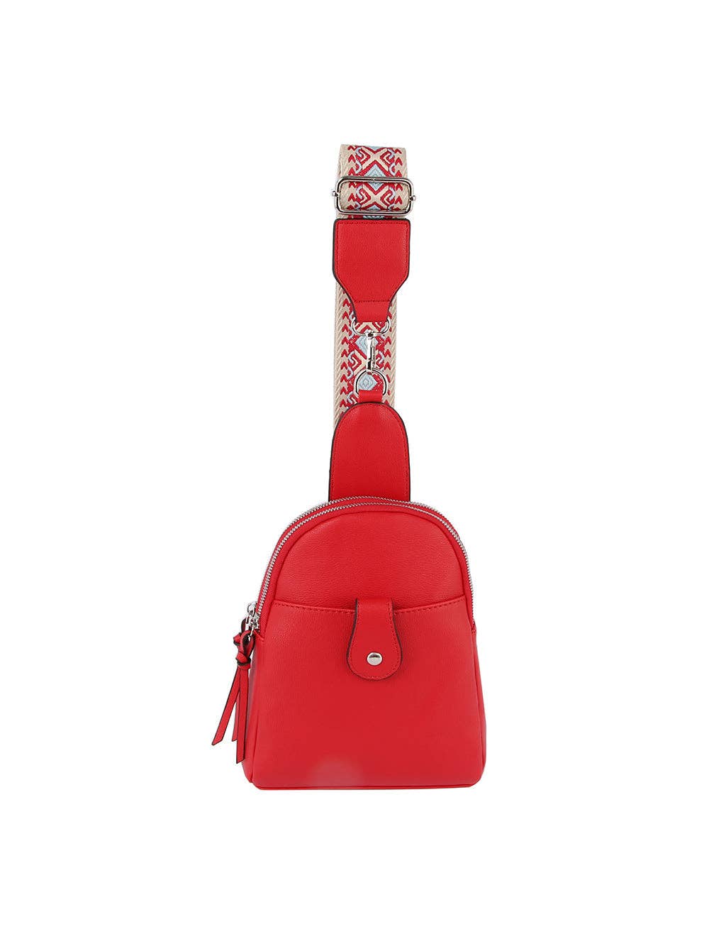 Guitar Strap Sling Crossbody Backpack: Red