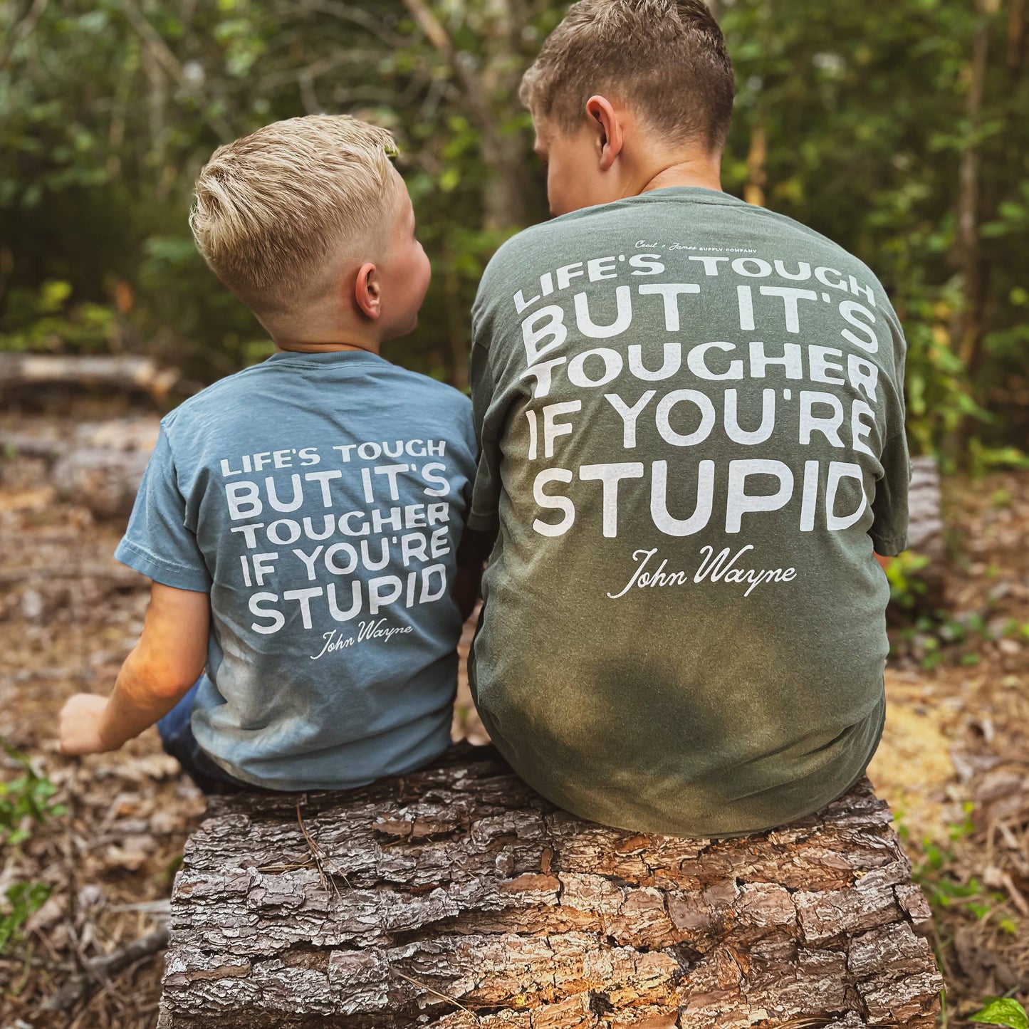 Tougher If You're Stupid Men's T-shirt: Ice Blue + White / Full Front