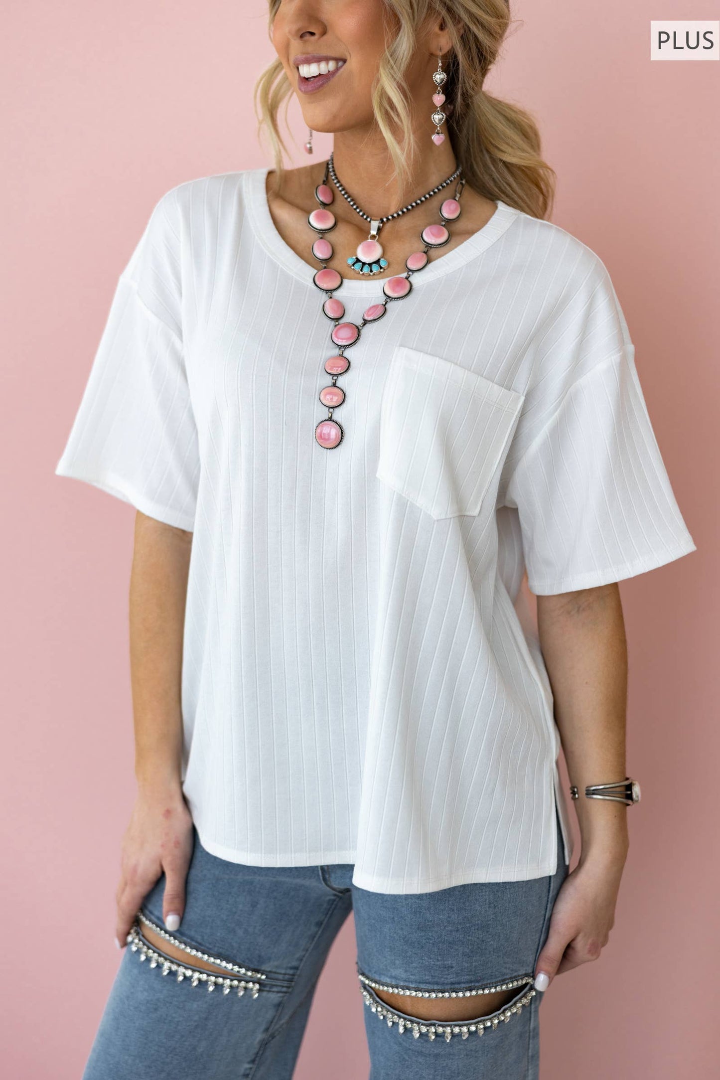 Ribbed Boyfriend Style Oversized Top: RED