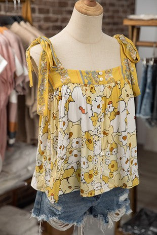 Yellow floral tank