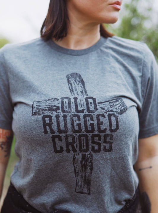 Old Rugged Cross | Christian T-Shirt | Ruby’s Rubbish®: / Classic Crew / Heather Grey