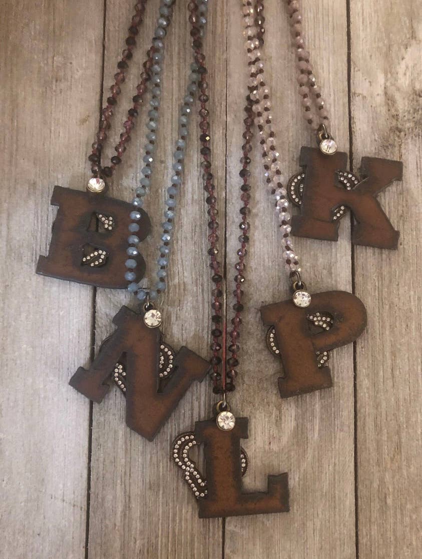 Rustic Glamour Initial Necklaces